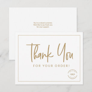 Business Thank you for you order Custom Logo Gold  Card