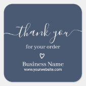 Business Thank You for Your Order Classy Navy Blue Square Sticker (Front)