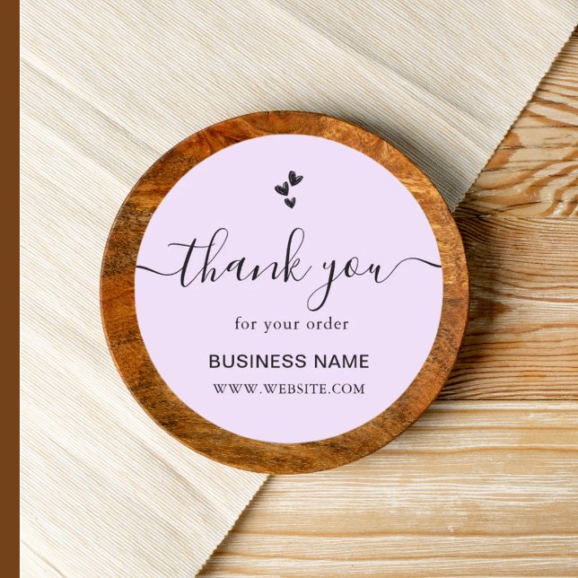 Business Thank You for Your Order Lavender Classic Round Sticker (Creator Uploaded)