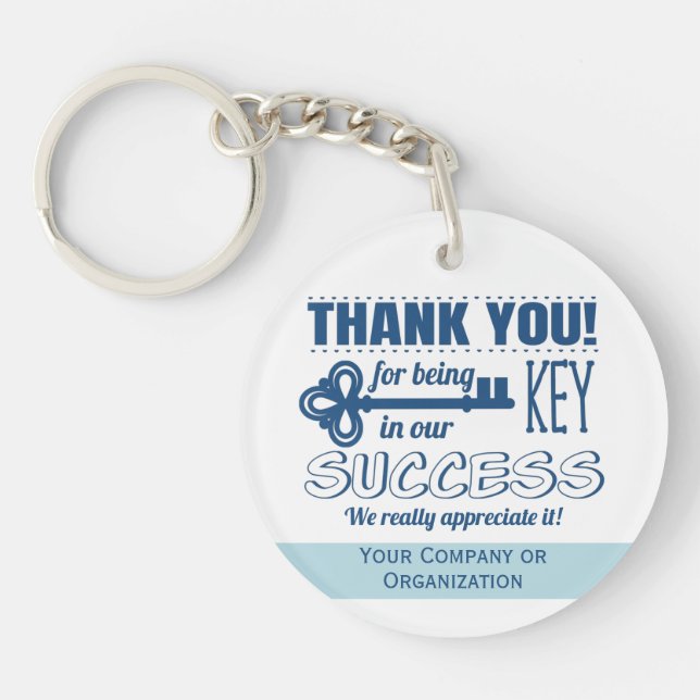 Business Thank You Key In Success Keychain (Front)