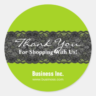 Business Thank You Lace Green Classic Round Sticker