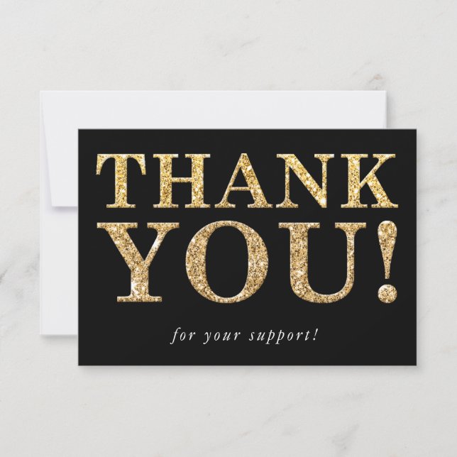 BUSINESS THANK YOU logo modern glam insert black Card (Front)