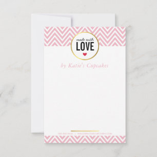 BUSINESS THANK YOU made with love pink chevron Card