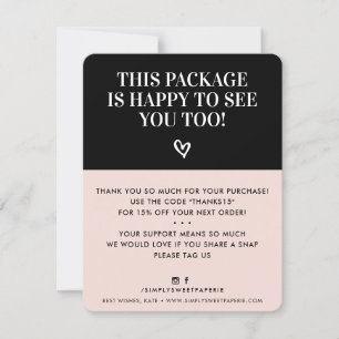 BUSINESS THANK YOU minimal modern blush pink black