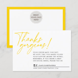 BUSINESS THANK YOU modern ball pen old yellow Card