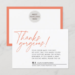 BUSINESS THANK YOU modern ball pen orange Card