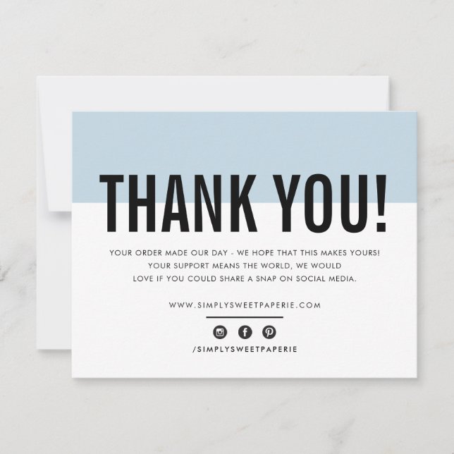 BUSINESS THANK YOU modern bold baby blue pale LOGO (Front)