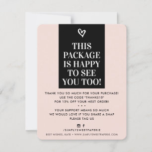 BUSINESS THANK YOU modern bold blush pink black Card