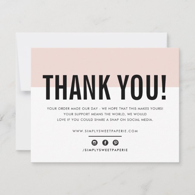 BUSINESS THANK YOU modern bold blush pink LOGO (Front)