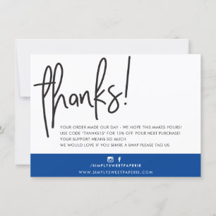 BUSINESS THANK YOU modern bold handlettered blue