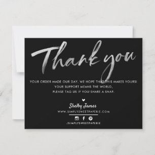 BUSINESS THANK YOU modern chic black white ink Card