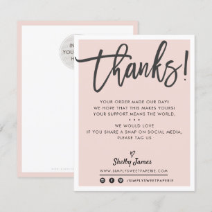 BUSINESS THANK YOU modern chic blush pink black