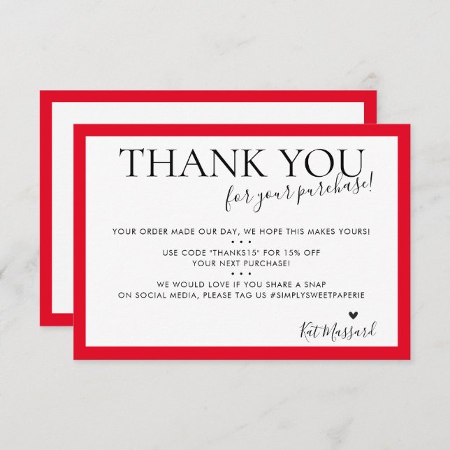 BUSINESS THANK YOU modern chic christmas red (Front/Back)