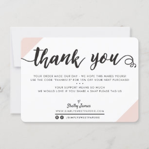 BUSINESS THANK YOU modern chic corners script pink