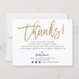 BUSINESS THANK YOU modern chic gold glitter script Card