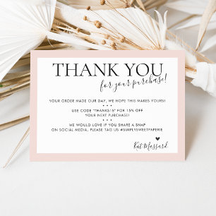 BUSINESS THANK YOU modern chic pale blush pink Card