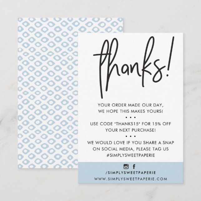 BUSINESS THANK YOU modern customer duck egg ikat (Front/Back)