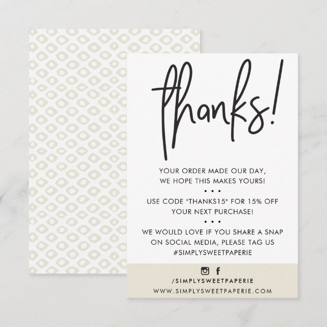 BUSINESS THANK YOU modern customer ivory ikat (Front/Back)