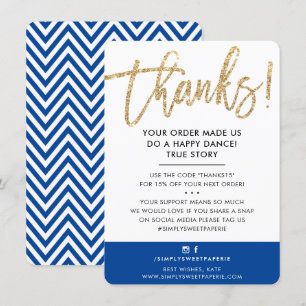 BUSINESS THANK YOU modern cute gold glitter royal Card