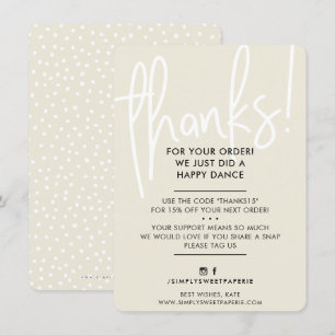 BUSINESS THANK YOU modern font cream ivory black Card