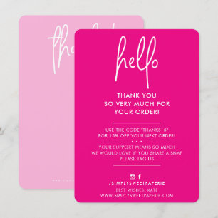 BUSINESS THANK YOU modern hello fuschia pink white