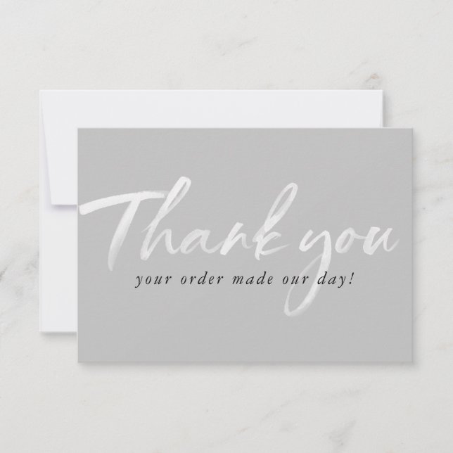 BUSINESS THANK YOU modern ink order insert grey Card (Front)