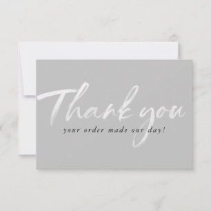 BUSINESS THANK YOU modern ink order insert grey Card