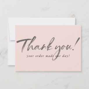 BUSINESS THANK YOU modern ink order insert pink Card