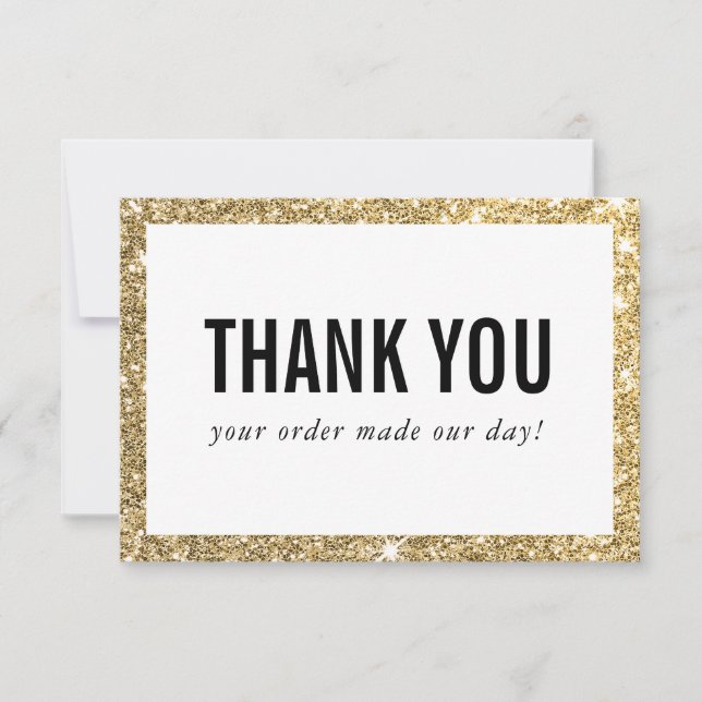 BUSINESS THANK YOU modern order insert glitter Card (Front)