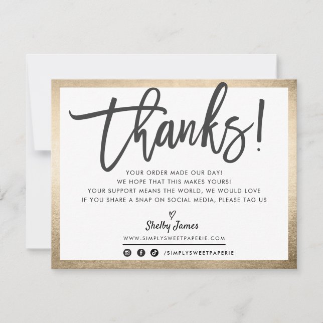BUSINESS THANK YOU modern professional gold black (Front)
