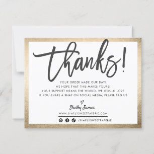 BUSINESS THANK YOU modern professional gold black Card