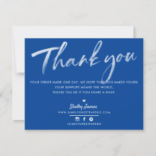 BUSINESS THANK YOU modern royal blue white ink Card