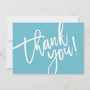BUSINESS THANK YOU modern script insert aqua logo Card
