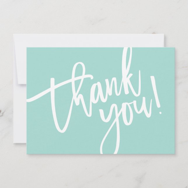 BUSINESS THANK YOU modern script insert mint logo Card (Front)