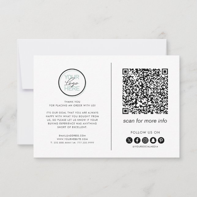 Business Thank You Note QR Code Card (Front)