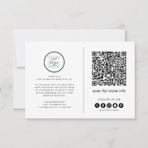 Business Thank You Note QR Code Card