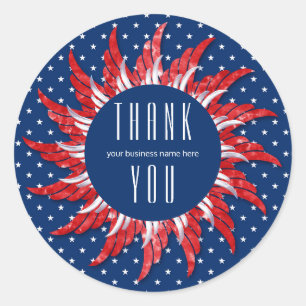 Business Thank You Patriotic Red White and Blue Classic Round Sticker