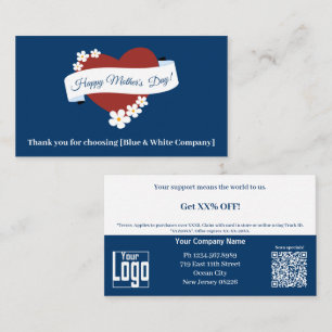 Business Thank You Red Heart Happy Mother's Day Discount Card