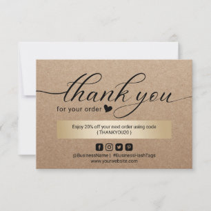 Business Thank You Rustic Kraft Minimalist Script Card
