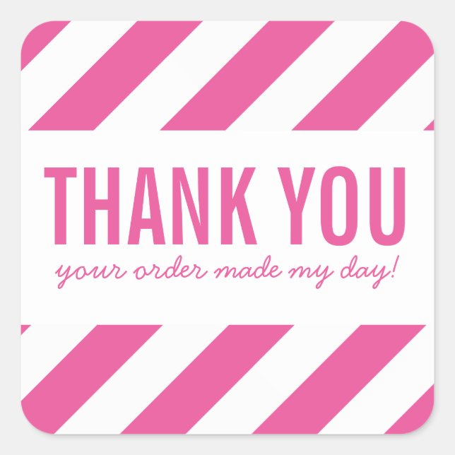 BUSINESS THANK YOU SEAL bold bright stripe pink (Front)