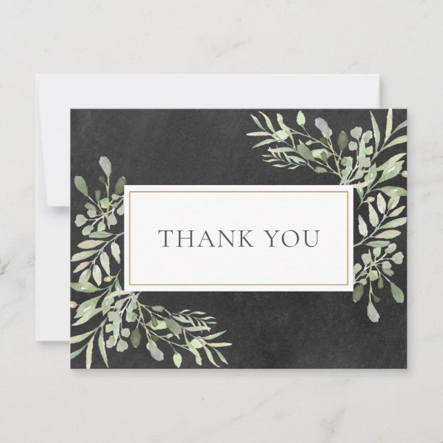  Business Thank You  Spring Leaves Chalkboard Card (Front)