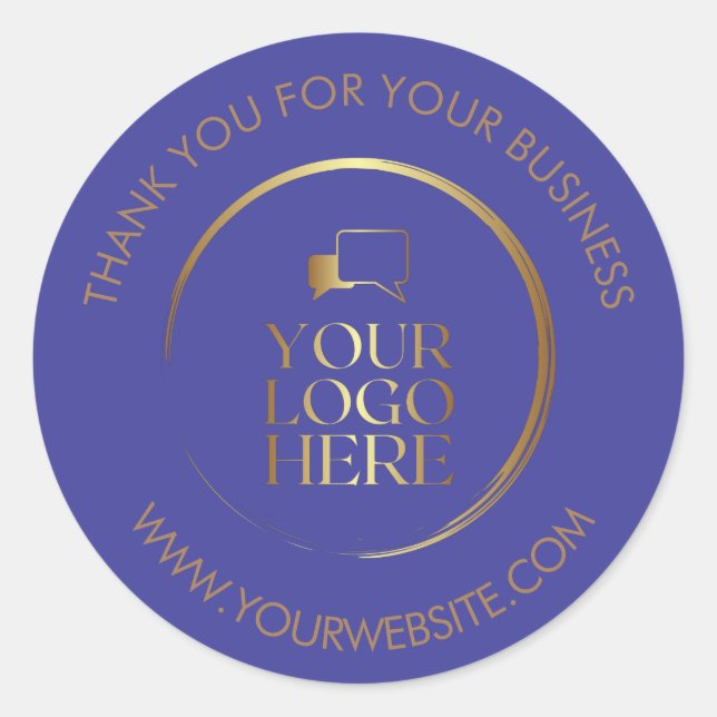Business Thank You Stickers Custom Logo Navy Blue (Front)