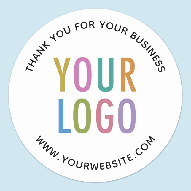 Business Thank You Stickers Custom Logo Round (MISOOK White Round Thank You Sticker)