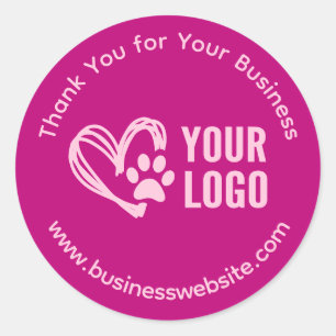 Business Thank You Stickers with Logo Pink