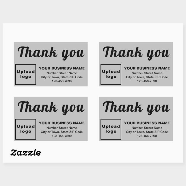 Business Thank You Texts on Grey Rectangle Sticker (Sheet)