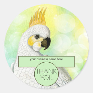 Business Thank You Vintage Cockatoo Painting Classic Round Sticker