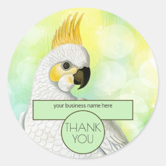 Business Thank You Vintage Cockatoo Painting Classic Round Sticker