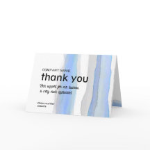 business thank you watercolor stripes blue grey 