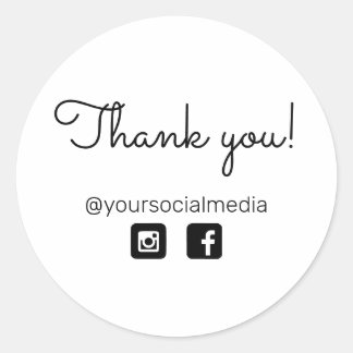 Business Thank you with Social Media Classic Round Sticker