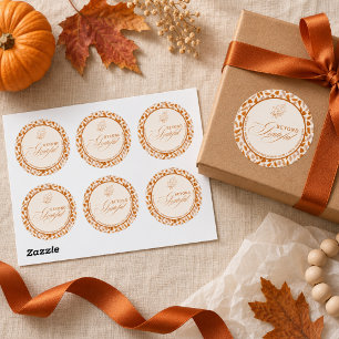 Business Thanksgiving Elegant Autumn Client Classic Round Sticker